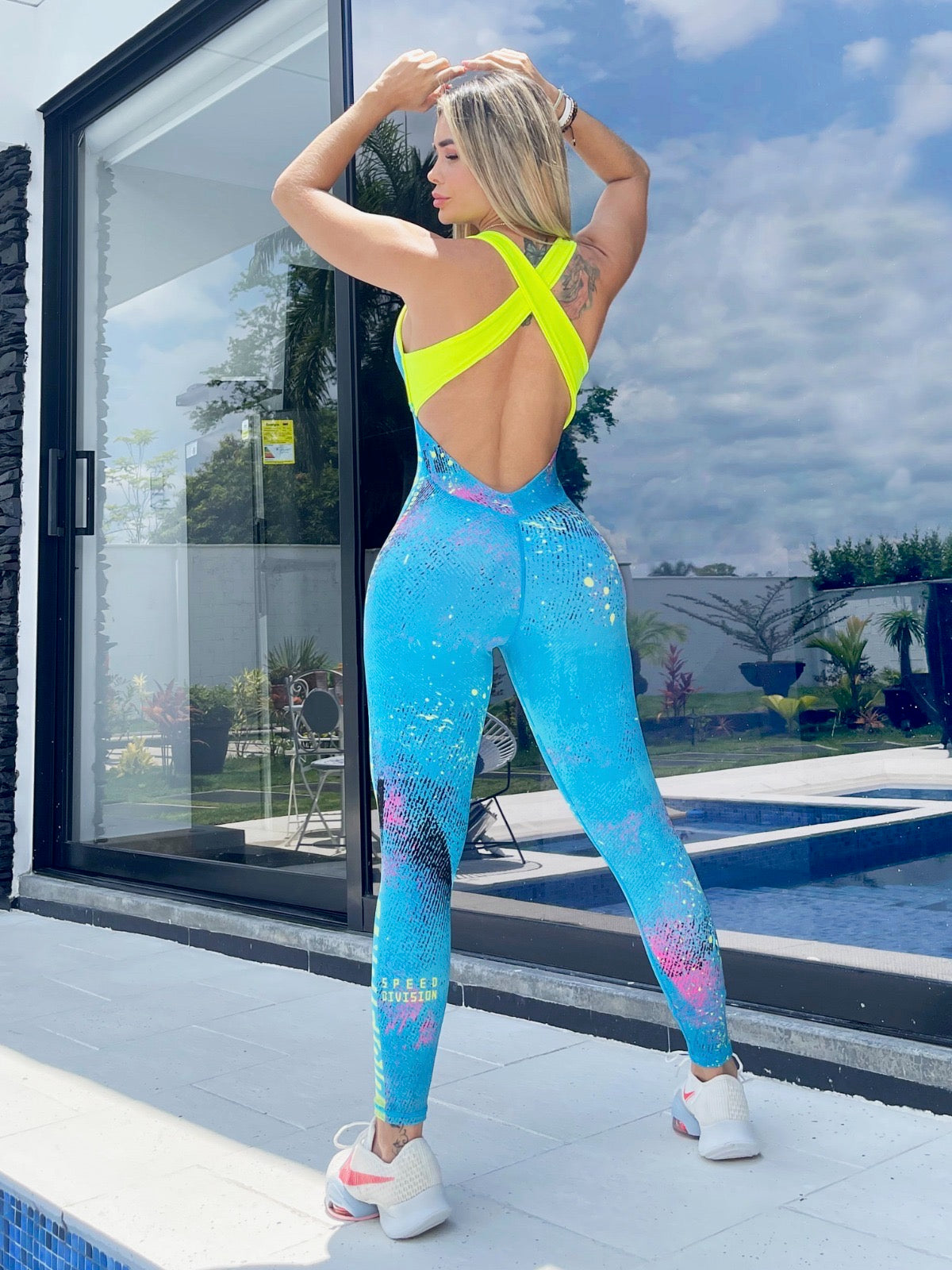 Three-piece Set Blue/Neon Yellow Splash
